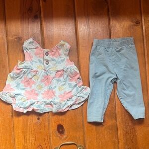 Carter's Floral Top and Blue Pants Set